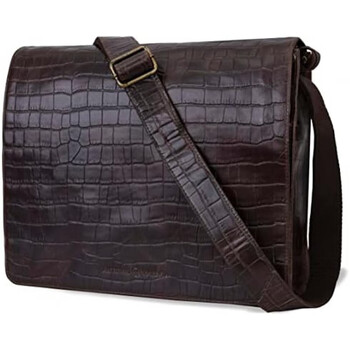 lacoste鳄鱼lacosteantoniovaleriaalbert真皮男士斜挎包深棕色