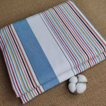 花仟陌新款格子老粗布厚床单单件床上被单家用宿舍单人睡单蓝白细条