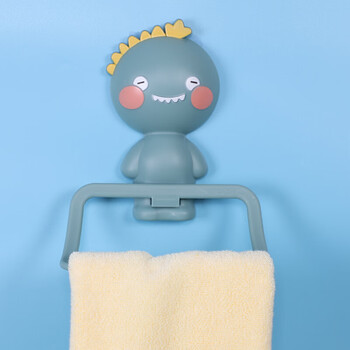 卡通毛巾架儿童免打孔卫生间浴室创意挂单杆小洗脸挂钩置物挂架杆j一
