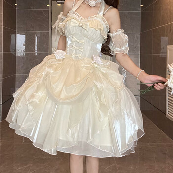 薇恋梦岚洛丽塔lolita萝莉塔lojsk浪漫仙气优雅公主裙 生成色连衣裙 s