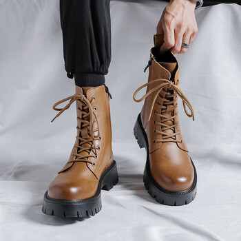 zbrt 马丁靴男款英伦风秋季高帮机车皮靴舒适复古男士厚底工装靴子