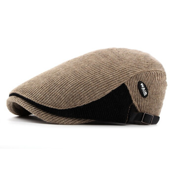 栀锦秋冬款加厚保暖贝雷帽男帽拼色画家帽休闲前进帽中老年帽子潮