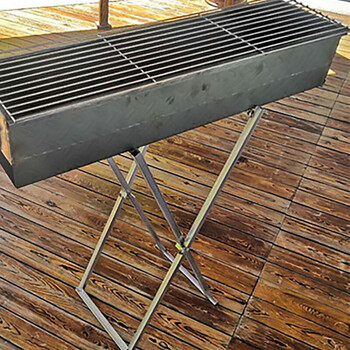 加厚钢板满焊烧烤炉商用炭火架子家用羊肉串箱一体折弯烤炉户外烧烤架