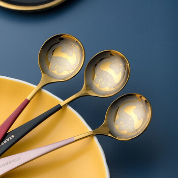 拓家网红甜品勺镀钛金咖啡勺搅拌勺子不锈钢餐具随机颜色2支