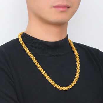 xcl黄金项链男款足金9999链子龙骨龙头霸气粗大宽蛇骨链金包银不掉色