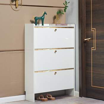 大容量收纳鞋柜金边北欧风入户玄关进门口厅柜白亮光长70宽17高115