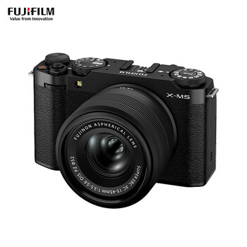 富士(FUJIFILM)X-M5/ M5 微单相机 套机(15-45mm镜头)2610万像素 AI智能对焦 20种胶片模拟 黑色