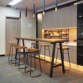 实木吧台桌家用阳台靠窗现代奶茶店咖啡桌靠墙高脚桌商用长条桌窄 180