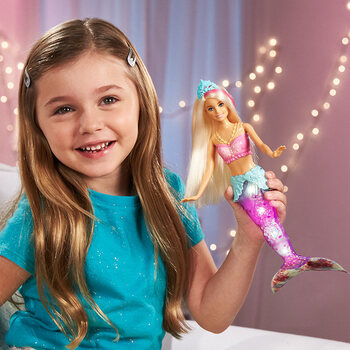 美人鱼彩虹芭比娃娃儿童节礼物芭比美人鱼娃娃电光套装礼盒女孩公主