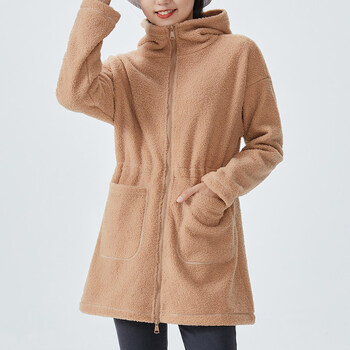 泰迪绒抓绒衣女秋冬季中长款加绒加厚长毛摇粒绒开衫外套92068抓绒衣