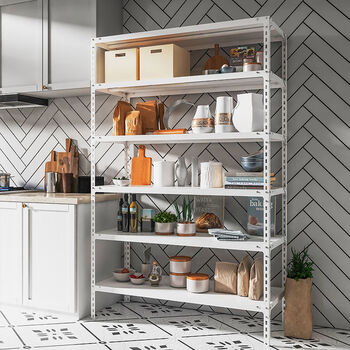 货架置物架家用角钢仓储阳台展示铁架子多层落地白色超市仓库储物白角