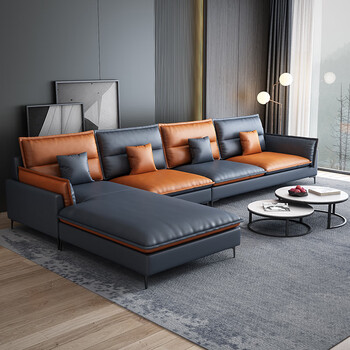 布艺沙发现代简约免洗科技布沙发轻奢小户型客厅贵妃组合撞色沙发北欧