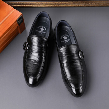 圣大保罗软羊皮皮鞋男士夏季薄款商务休闲鞋一脚蹬套脚低帮透气男鞋