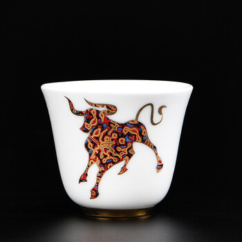 琦轩源主人杯单杯陶瓷家用茶道杯品茗杯茶具用品功夫茶中式小茶杯牛转