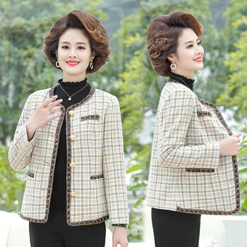孜颜妈妈装春秋装外套女新中老年女装小香风上衣40-50岁中年女士衣服