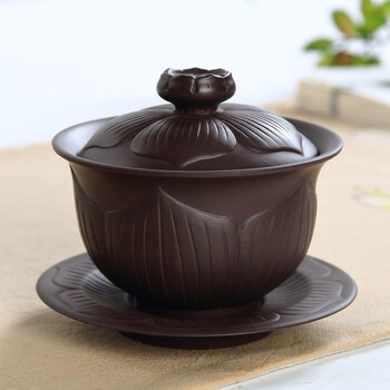 登顶紫砂盖碗盖杯中小号功夫茶具泡茶碗茶器家用品茶杯创意简约三才杯