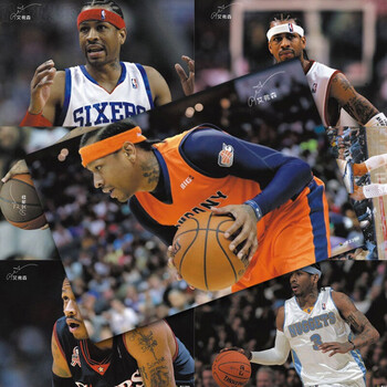 nba球星海报全篮球卡贴哈登欧文库里詹姆斯艾弗森艾弗森高清海报8张