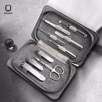 七素（Seesoo）指甲刀套装家用指甲剪高档女男士专用修脚神器便携工具9件套
