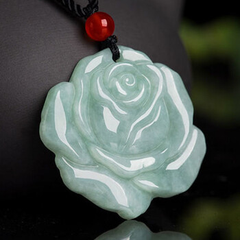 老矿玉石玉器玉坠时尚珠宝饰品项链挂件送朋友生日礼物翡翠玫瑰花吊坠