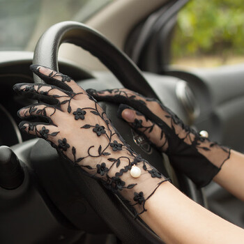 蕉下帆夏天防晒手套女触屏蕾丝优雅时尚性感遮疤痕纹身开骑车防滑短款