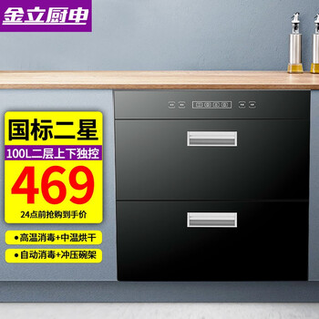 金立厨电柜家用小型嵌入式厨房高温镶嵌式碗柜 基础款【100L二层】高温+中温烘干+触控 二星级