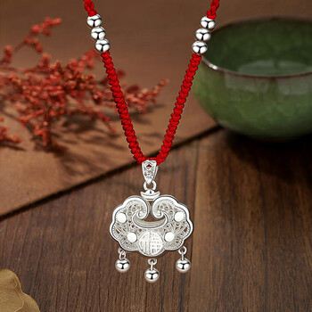 小米星银锁成人女银平安锁项链女999银锁宝宝长命锁送朋友生日礼物编