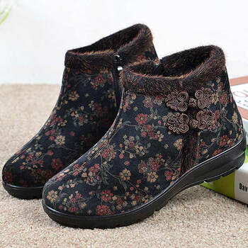 棉鞋冬天防滑80岁老人穿的老年人保温老北京保暖布鞋女老奶奶1028蓝色