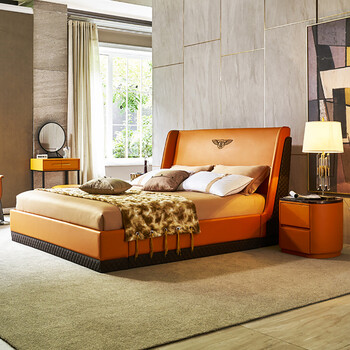 衫咩意式轻奢后现代真皮床双人床宾利床港式主卧婚床卧室家具 接触面