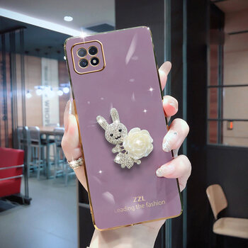 迅卡凡白色花朵水钻兔子oppoa53手机壳5g版oppo高档精孔a53可爱女生