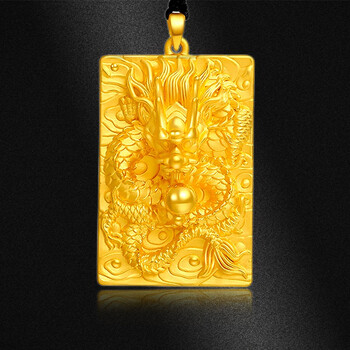 吊坠男士项链挂坠3d硬金首饰霸气龙头吊牌无事牌金牌坠子高泰838克编