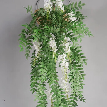 仿真紫藤花假花壁挂藤条酒店门头遮挡装饰花软装造景植物塑料吊花 1束