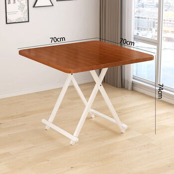 简易折叠桌吃饭桌子折叠家用小户型简约4人餐桌椅组合方桌圆桌竹纹色