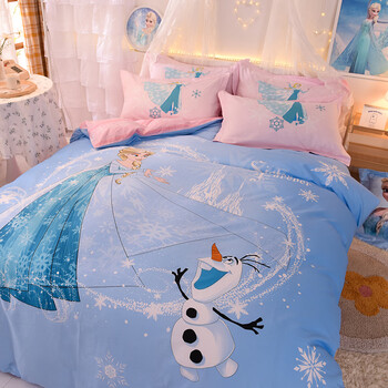 纯棉迪士尼艾莎公主儿童四件套床上用品全棉床单被套女孩儿艾莎雪宝15