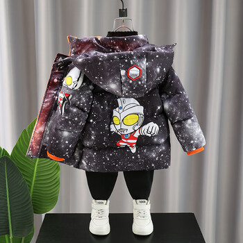 雅晴雨奥特曼衣服男童棉服2022冬新款儿童羽绒棉衣冬季加绒加厚宝宝