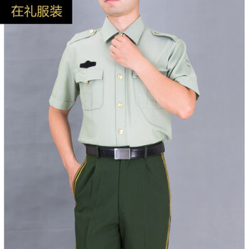 在礼陆军短袖衬衫男士夏常浅绿色制服衬衣松枝绿夏橄榄绿外wu仕短袖