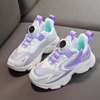 纽扣鞋女童鞋子儿童老爹鞋运动扭扭鞋女孩春秋款中大童女鞋旋钮鞋莎骆