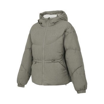 阿迪达斯adidas女冬季常规款鸭绒600蓬卵石灰连帽羽绒服  JG5931 M
