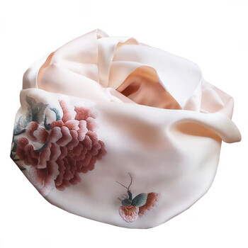 中国风双面重磅刺绣真丝围巾苏绣丝巾绣花杭州丝绸 黑色 10号黑色牡丹