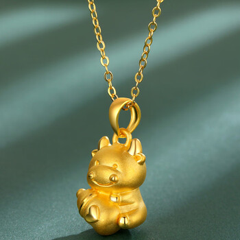 999足金牛吊坠转运珠黄金项链女本命年牛转乾坤纯金首饰小金牛 宝宝牛