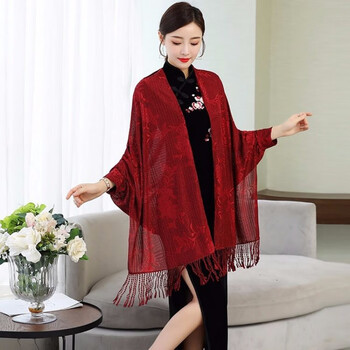 心墨染新品旗袍披肩春夏旗袍披肩女外搭短款披风2021春季新款外套蝙蝠