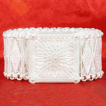 欧凯伦中华银坊999祛湿西双版纳傣族腰带手工雪花银腰带宽3长85约315