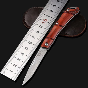 匕手多功能战术瑞粉大马士革钢粉末钢户外锋利随身高硬度小刀具 玫瑰