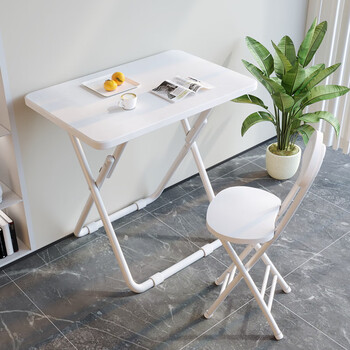 桌子电脑桌现代简约长条桌休闲家用桌椅 纯白色60长*40宽*71cm高 椅子
