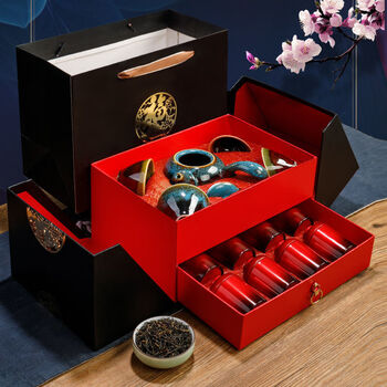 茶叶高档礼盒装送礼大红袍茶叶浓香型节日过节送礼礼品金骏眉120克