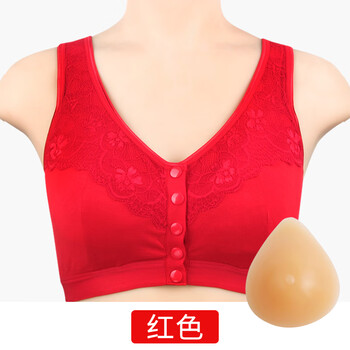 二合一假乳房假胸切除女硅胶内衣秋冬水滴套餐红色46105建议150170斤