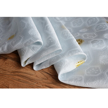 织造海棠四君子龟背纹小金花织金纱布料汉服宋制明制面料月白色半米价