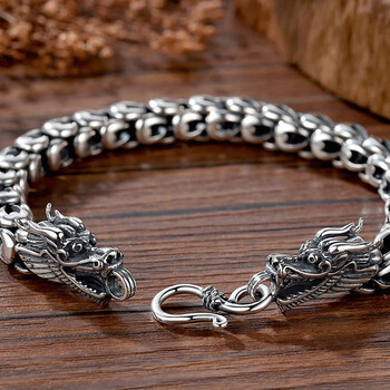 龙骨手链个性霸气925银龙骨手链男潮ins小众粗手环单身复古sn1028双