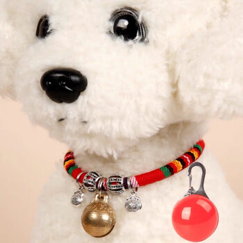 狗铃铛项圈宠物用品泰迪狗铃铛中小型犬项圈铜铃铛猫咪项圈暗红宠物