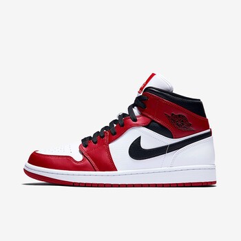 耐克nike air jordan 1 mid aj1白红小芝加哥男子篮球鞋 40
