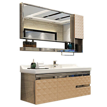 不锈钢浴室柜落地式卫生间洗手台盆洗脸盆组合陶瓷一体盆卫浴柜新款